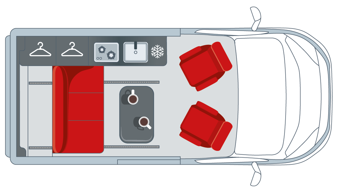 Tloris modela Pilote CV505BC Campervan Evidence