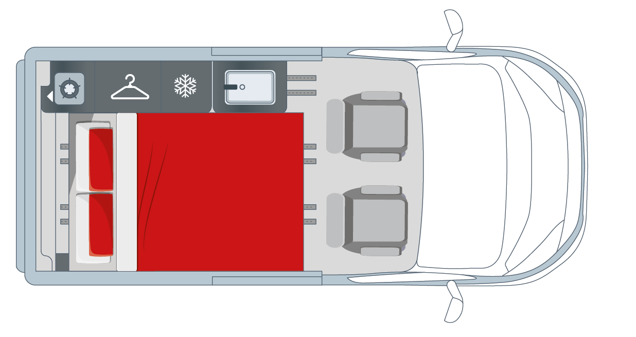 CV507SC – Razporeditev z zadnjim ležiščem (opcija)
